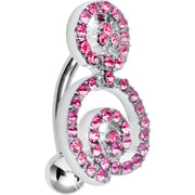 Pink Gem Sweet Swirls Top Mount Belly Ring