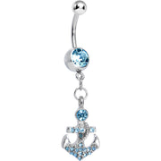 Aqua Gem Glamorous Nautical Anchor Dangle Belly Ring