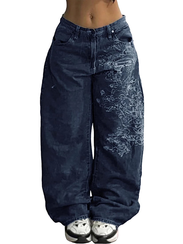Women's Baggy Barrel Jeans Y2K Vintage Wide Leg Jeans
