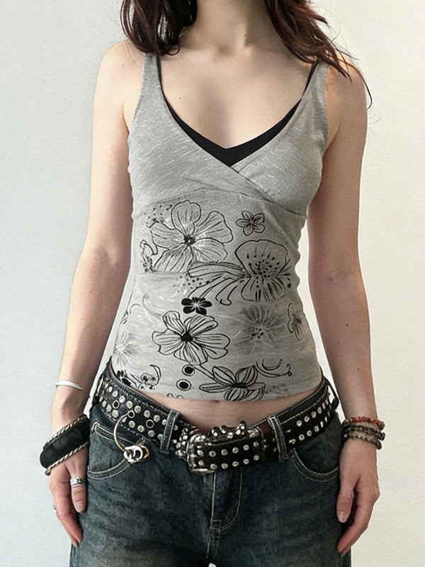 Vintage Floral Print Tank Top