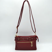 Multi-Zipper Crossbody Bag with Adjustable Strap and Gold Hardware