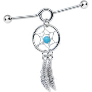 14G Faux Turquoise Southwest Dreamcatcher Dangle Project Bar 38mm