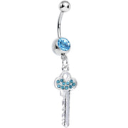 Aqua Gem Jazzy Glam Key Dangle Belly Ring