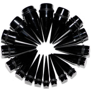 00G to 1 inch 18 Piece Black Acrylic Ear Stretching Taper Kit