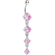 Pink Gem Radiant Quad Dangle Belly Ring