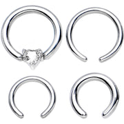 16G and 14G Clear Gem Heart Interchangeable BCR Set