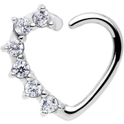 16G Clear CZ  Heart Right Closure Daith Cartilage Tragus Earring