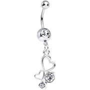 Clear Gem Glimmering Kindred Hearts Dangle Belly Ring