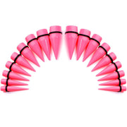 00G to 1 inch 18 Piece Bright Pink Acrylic Ear Stretching Taper Kit Set