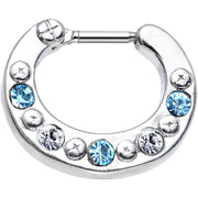 16G Blue and Clear Gem Septum Clicker