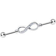 Clear Gem Endless Elegance Infinity Symbol Industrial Barbell 38mm