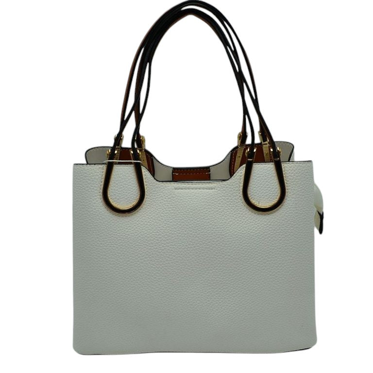 Textured Faux Leather Horseshoe Handle Women's Tote Bag