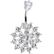 925 Sterling Silver Clear CZ Sparkling Fortuna Star Belly Ring