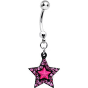 Pink Gem Pink Center Bellissima Black Star Dangle Belly Ring