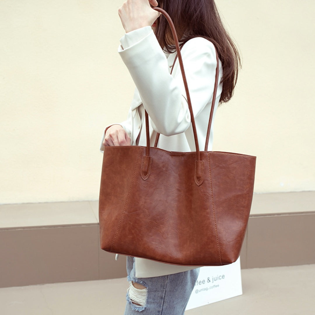 Design women's large capacity tote purse, vintage commuter shoulder bag, versatile underarm tote bag, top handle purse
