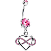 Pink Cubic Zirconia Infinite Love Heart Dangle Belly Ring