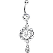 Clear Gem Enchanted Open Tail Peacock Dangle Belly Ring