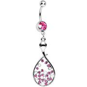 Pink Cubic Zirconia Bubbling Snake Dangle Belly Ring