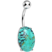 Aqua Turquoise Elliptical Belly Ring