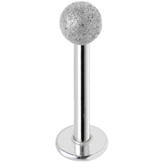 16G 3/8 Silver Sandblasted Steel Monroe Labret 3mm Ball