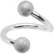 16G 5/16 Silver Sandblasted Steel Spiral Barbell 3mm Ball
