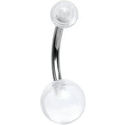 Crystal Clear Acrylic Grade 23 Solid Titanium Belly Ring