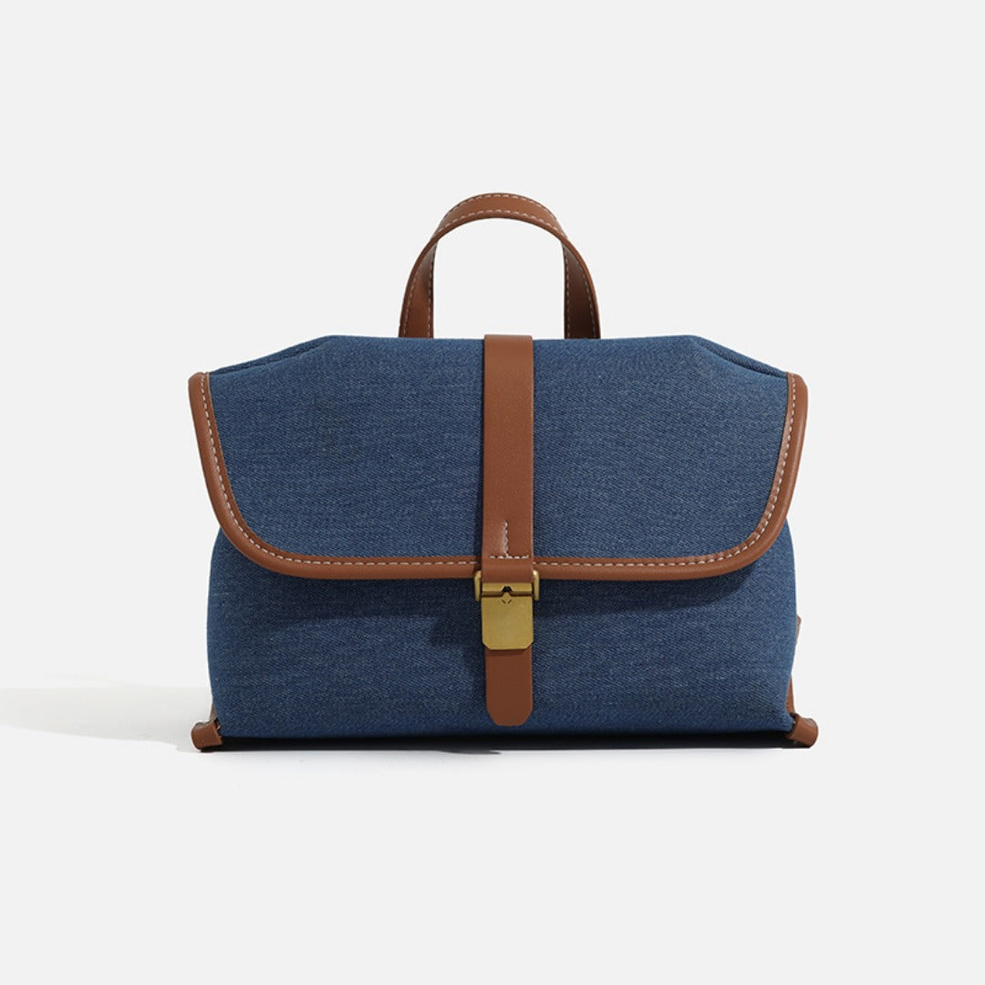Denim messenger bag, women's casual canvas handbag, tote square bag