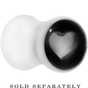 2G White Black Acrylic Adoring Heart Saddle Plug