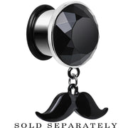 9/16 Black Dangling Mustache Steel Plug