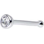 20G 1/4 Clear Bezel Set CZ 14K Solid White Gold Nose Bone 2mm