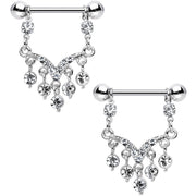 Clear Gem Victorian Vision Dangle Nipple Ring Set