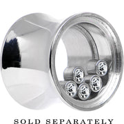 1/2 Moveable Clear Cubic Zirconia Stainless Steel Saddle Plug