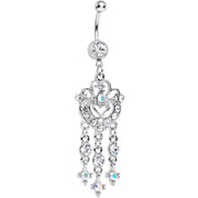 Clear Gem Always Ardent in Love Heart Chandelier Belly Ring
