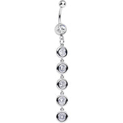 Clear Gem Pretty Skinny Line Drop Dangle Belly Ring