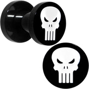 4G Black PVD Licensed The Punisher Logo Screw Fit Plug Set