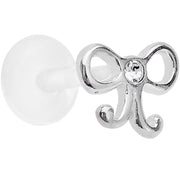 16G 5/16 925 Sterling Silver Clear Bow Push In Tragus Earring
