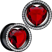 7/8 Red Heart Insert Anodized Titanium Internally Threaded Plug Set