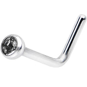 20G Black L-Shaped Nose Ring Created with Crystals