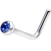 20G Sapphire L-Shaped Nose Ring Created with Crystals