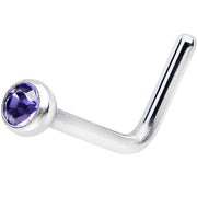 20G Tanzanite L-Shaped Nose Ring Created with Crystals