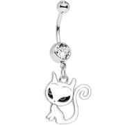 Clear Gem Kitten Dangle Belly Ring