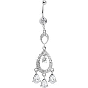 Clear Cubic Zirconia Infinity Hoop Chandelier Belly Ring