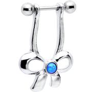 16G Blue Synthetic Opal Stainless Steel Bow Dangle Helix Earring