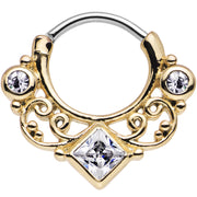 16G 3/8 Gold IP Clear CZ Lahori Palace Septum Clicker