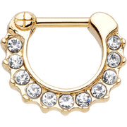 16G Gold Plated Golden Royal Parade Clear Gem Septum Clicker