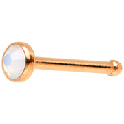 Rose Gold IP 2mm White Imitation Opalite Stone Nose Bone