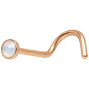 Rose Gold IP 2mm White Imitation Opalite Stone Nose Screw