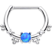16G Clear Gem Blue Imitation Opal Simple Septum Clicker