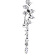 Clear Gem Swirl Teardrop Top Mount Dangle Belly Ring