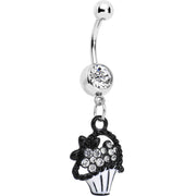 Clear Czech Stone Basket of Flowers Dangle Belly Ring